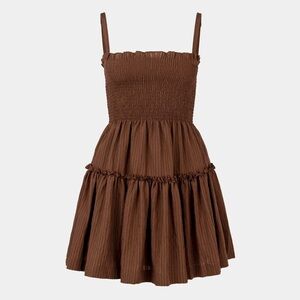 Hill House Chocolate Smocked Seraphina Mini Dress